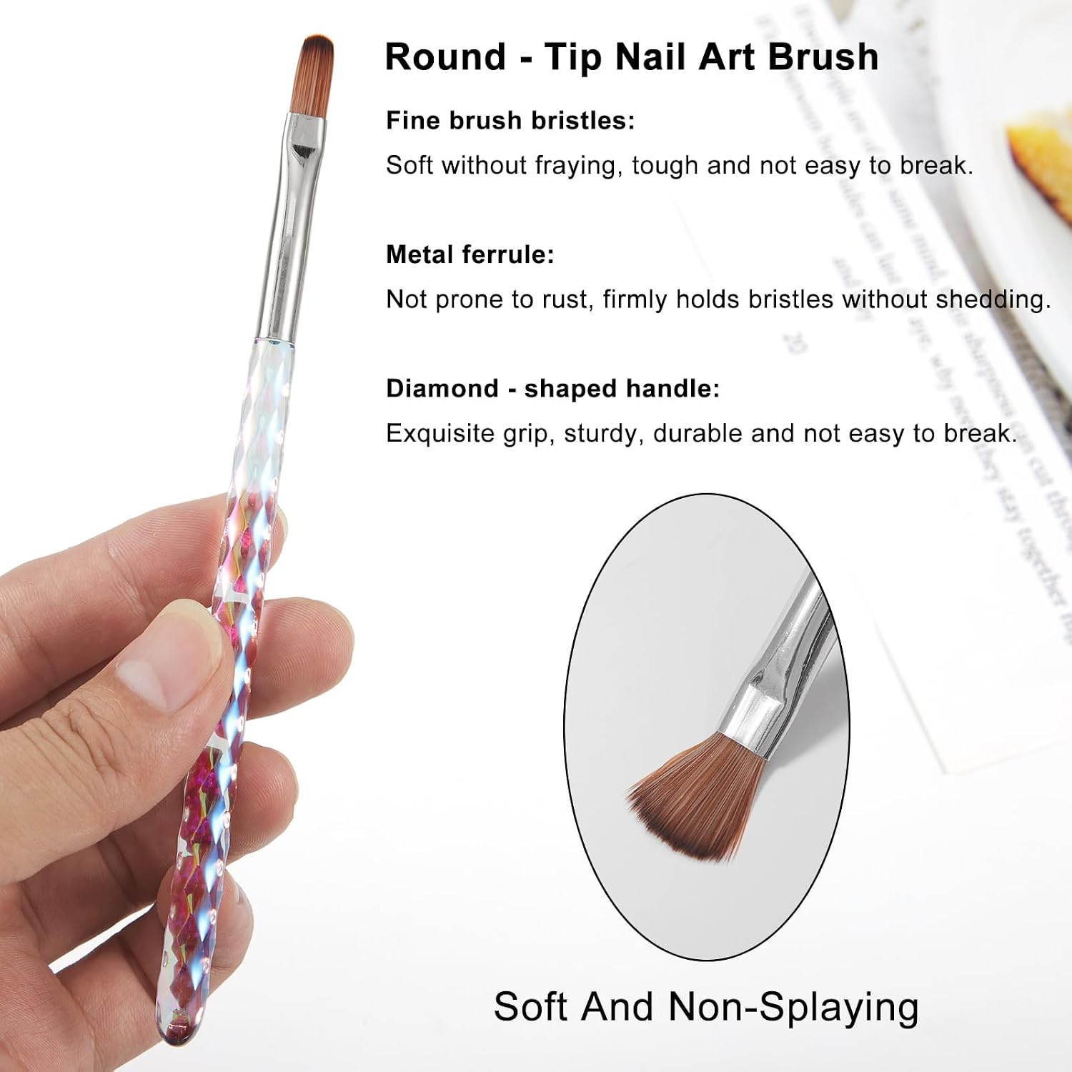 Acrylic Nail Brushes, Nail Art Extension & 3D Carving, Poly Gel, UV Gel Builder Oval Nail Polish Brush Painting Pen Nail Tips Nail Design Tools