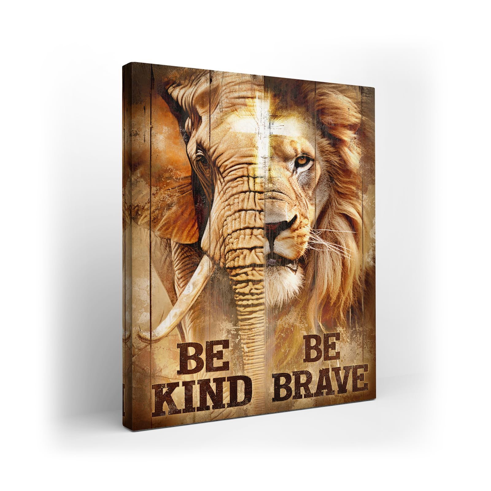 Kuphsod Elephant And Lion Canvas Wall Art Christian Animal Painting |  Desertcart Seychelles, image size:1600x1600