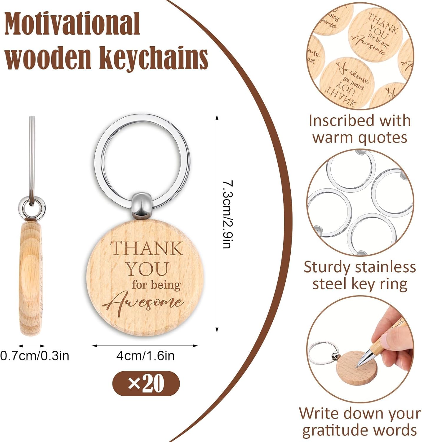 60 Pcs Employee Appreciation Gifts Inspirational Spiral Notebooks with Sticky Notes Motivational Notepads Pens Keychains Bulk for Teacher Coworkers Staff Favors (Thank you)