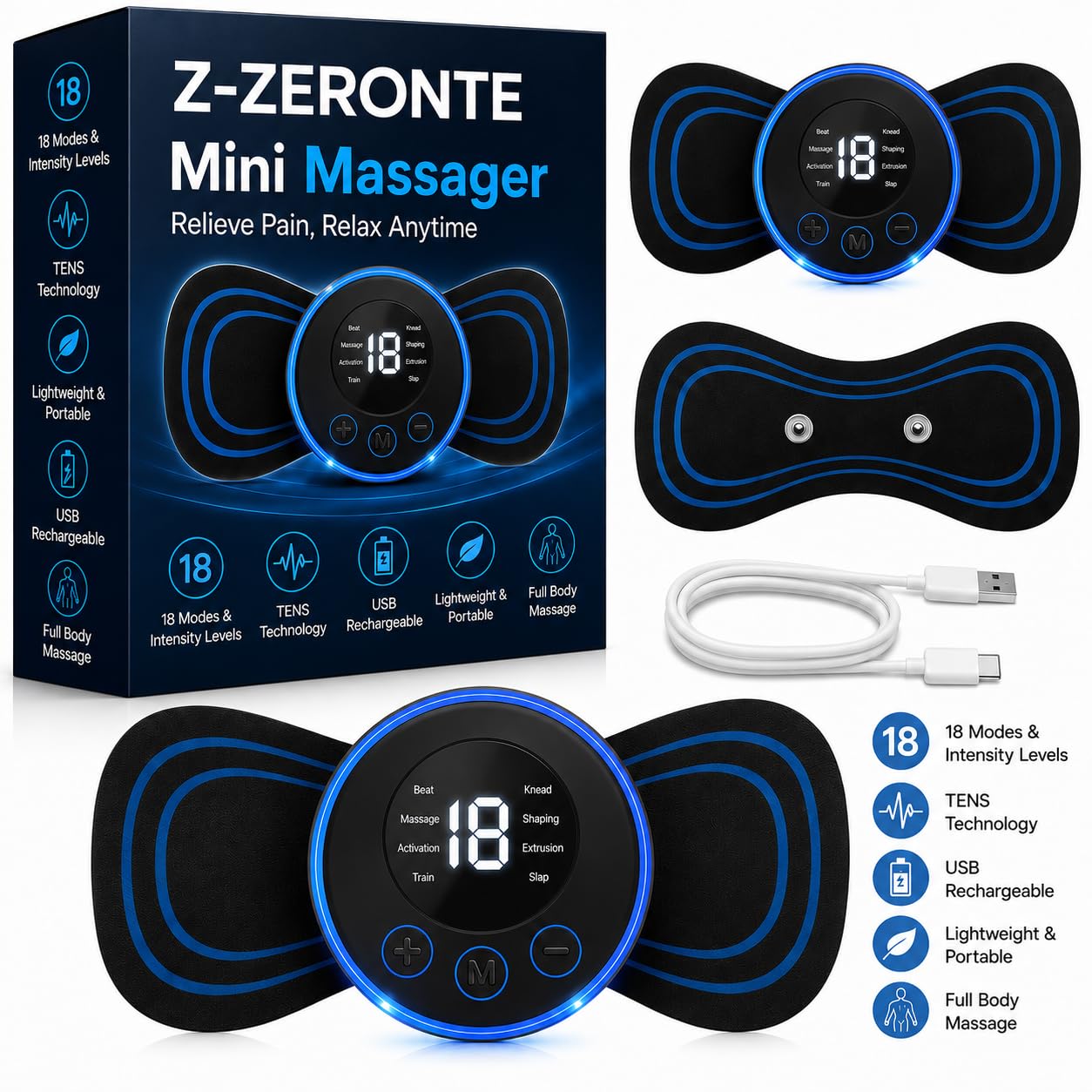 Wireless Mini Massager Body Massager Machine for Pain Relief, Butterfly Massager for Body Pain Relief, Rechargeable Neck and Shoulder Massage Machine for Blood Circulation (Assorted, M- 1Pc)-image-23