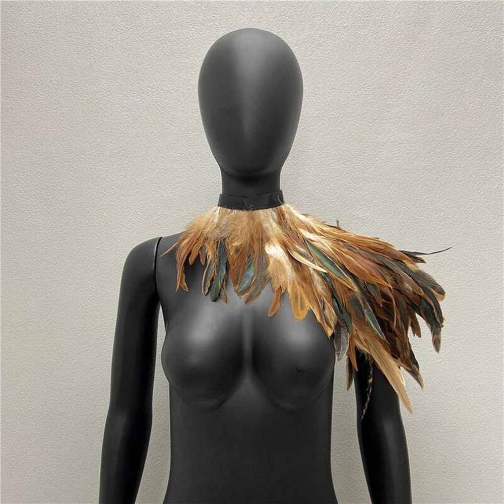 Cape Plumes Gothique Noire - Châle à Col Plumes + Épaulettes - Costume Halloween, Carnaval, Mardi Gras, Soirée Thème Vampire