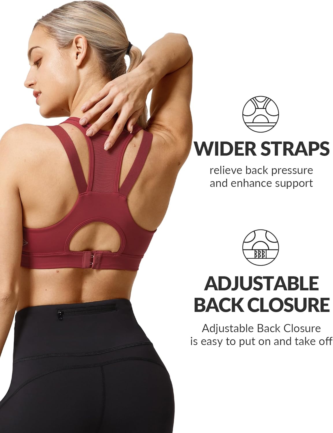 Yvette High Impact Women Sports Bra Front Closure Double Deck Mesh Running Bra for Plus Size - Image 2