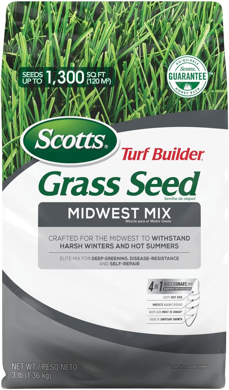 Scotts Turf Builder Grass Seed Midwest Mix, Crafted to Withstand Harsh Winters and Hot Summers, 3 lbs.