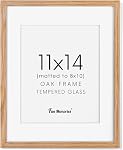 18x24 Post Frames, Solid Oak Wood Picture Frames, 18 x 24 Wood Picture Frame Wall Mounted, Tempered Glass, 18x24 Frame Matted to 16x20