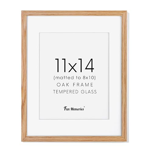 Fun Memories 11x14 Picture Frame, Solid Oak Wood 11 x