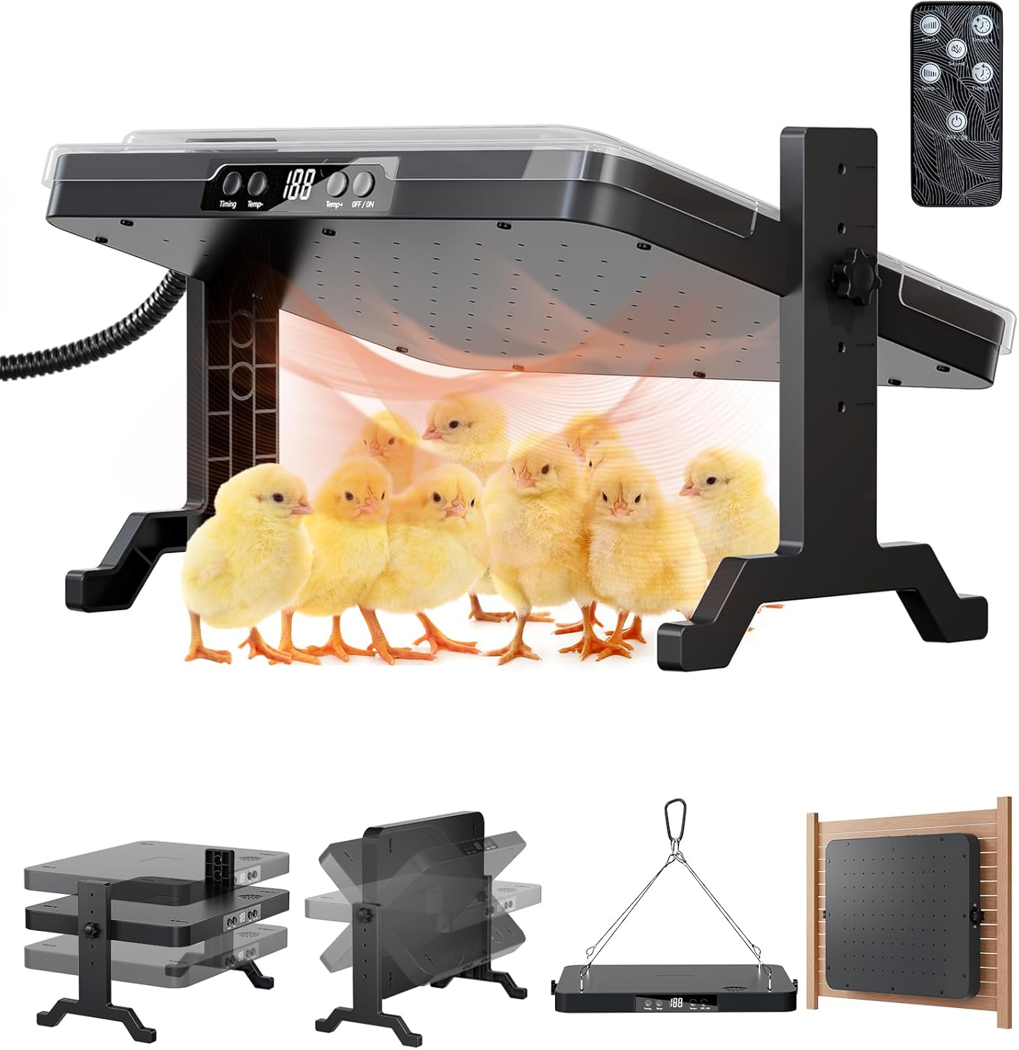 Smart Brooder Heating Plate, 2-in-1 Chicken Coop Heater & Chick Brooder, 200W Ra