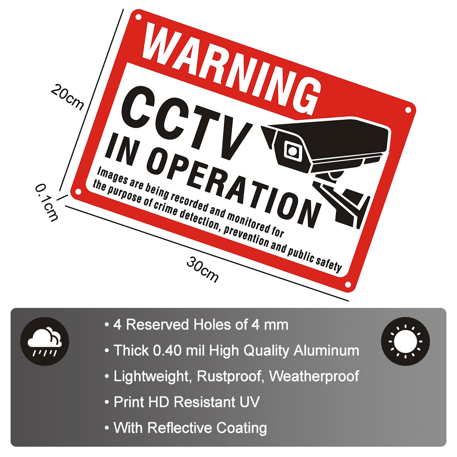 CCTV in Operation Sign Reflective Aluminum - Image 2