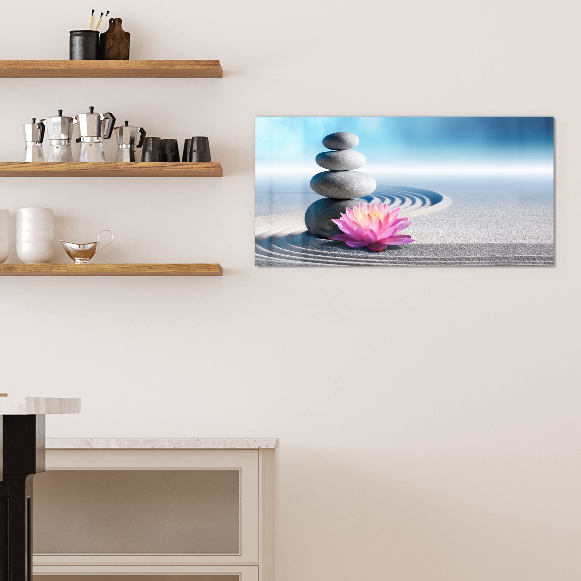 DEQORI Szklana tablica magnetyczna, wymiary 100 x 50 cm, motyw "Motyw ogrodu Zen", tablica memo ze szkła, tablica magnetyczna z magnesami, pisakiem i chusteczką do kuchni i biura, tablica magnetyczna i do pisania