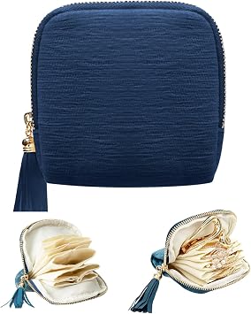 JEYDER Small Travel Jewelry Case Organizer, Velvet Pouch Bag with Zipper