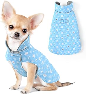 Mile High Life Dog Warm Coat, Small Dog Winter Jacket Windproof Water Resistant Cold Weather Coats Cozy Snow Jacket Vest for Puppies (Blue, Small Chest 14.5")
