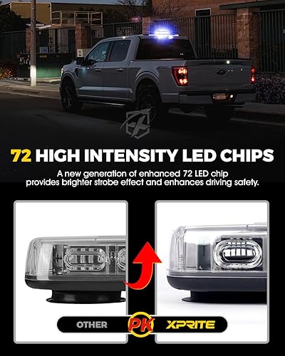 Miniatura 39 de Xprite - Luz LED estroboscópica de 12 pulgadas, luz intermitente de emergencia de alto brillo, montaje magnético para vehículos de construcción