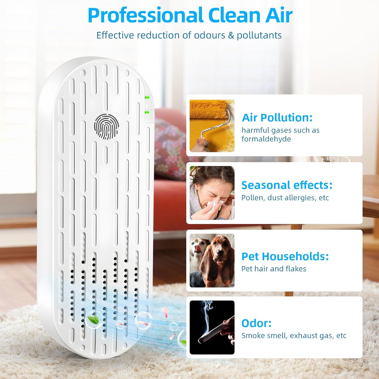 Plug In Air Ionizers - 4 Pack, Negative Ion Air Purifier for Home with Aroma Sheet | Quiet Operation | Air Freshener for Bedroom, Office, Garage Room,Portable Air Cleaner Odor,Pets Smell