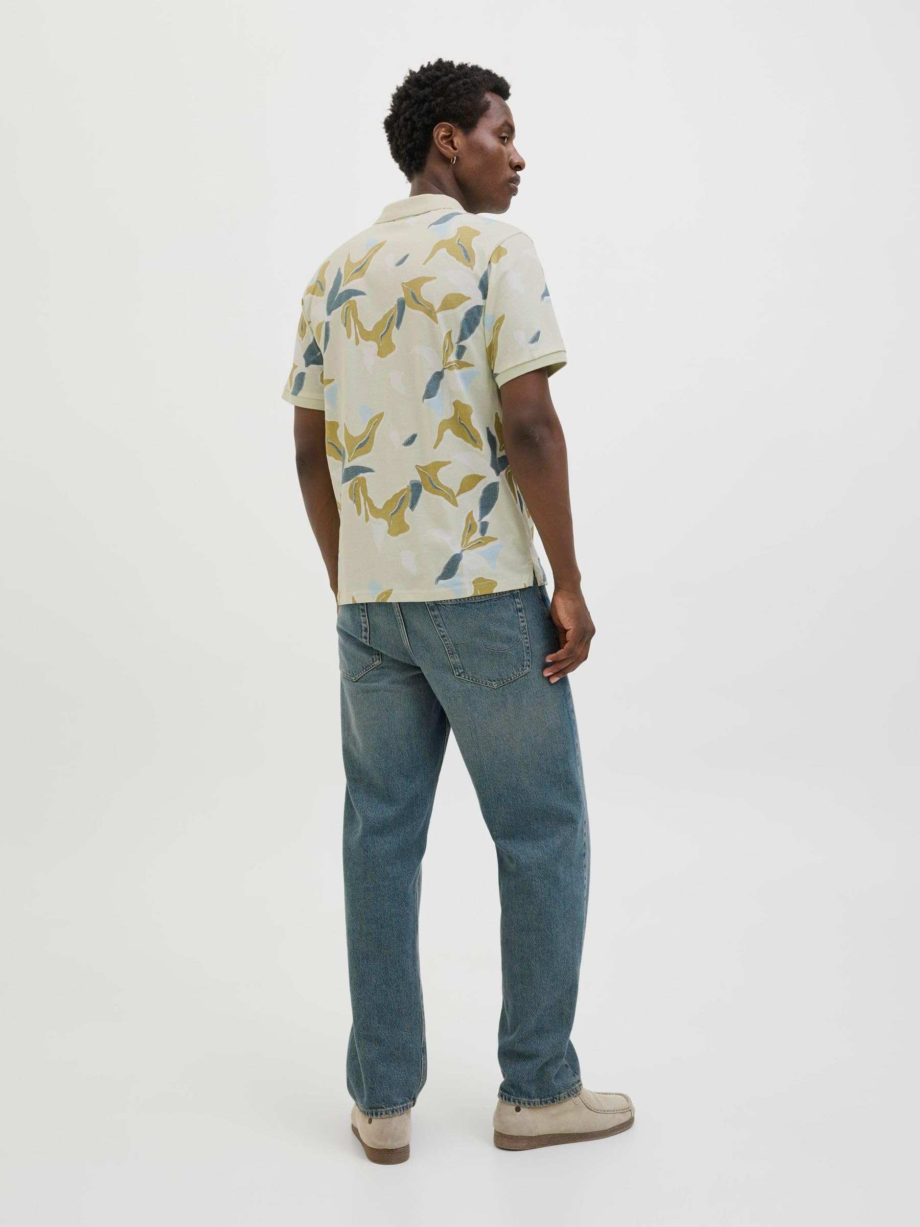 JACK & JONES Joralmeria AOP Polo Ss męskie, czarny, M