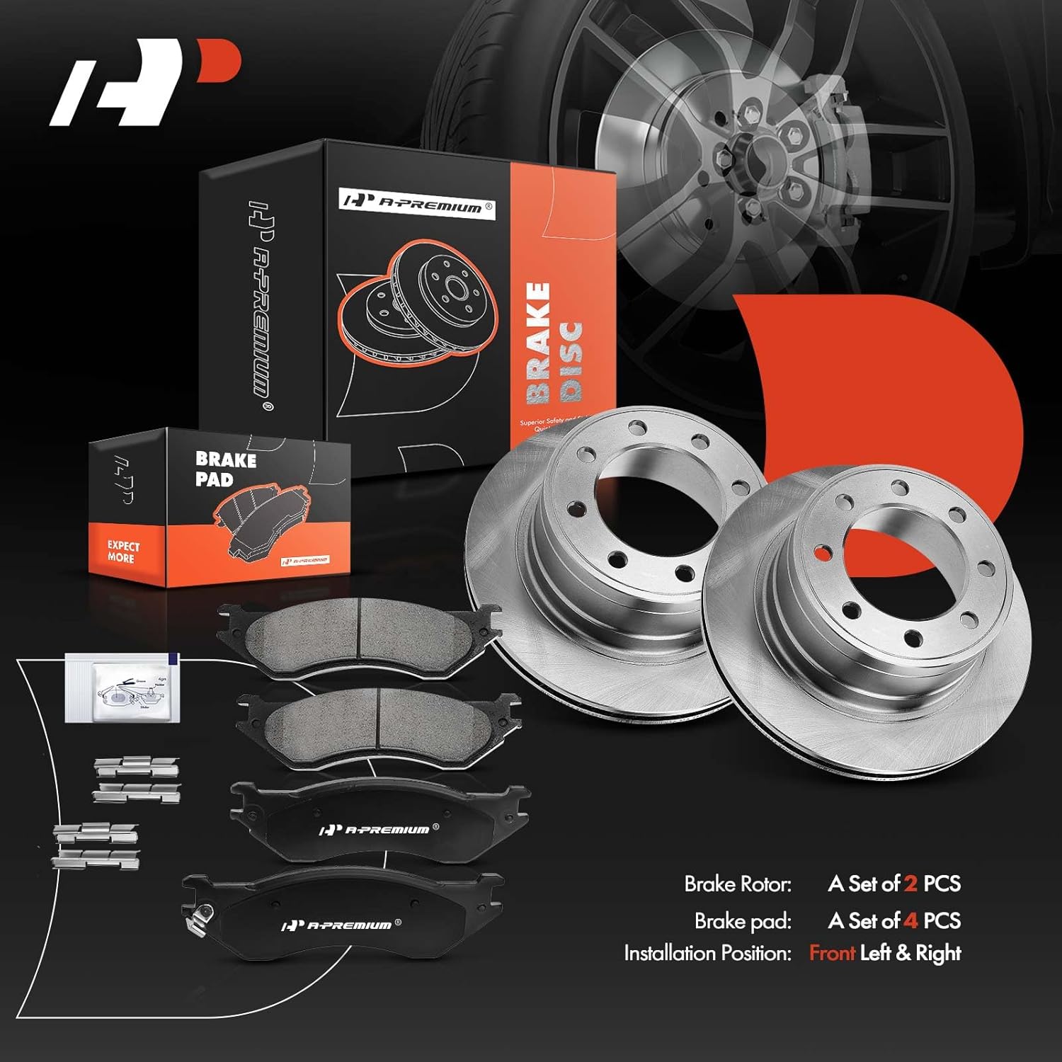 A-Premium 13.87 inch (352.4mm) Rear Vented Disc Brake Rotors + Ceramic Pads Kit Compatible with Select Dodge Models - Ram 1500 2006-2008, Ram 2500 2003-2008, Ram 3500 2003-2008, 6-PC Set