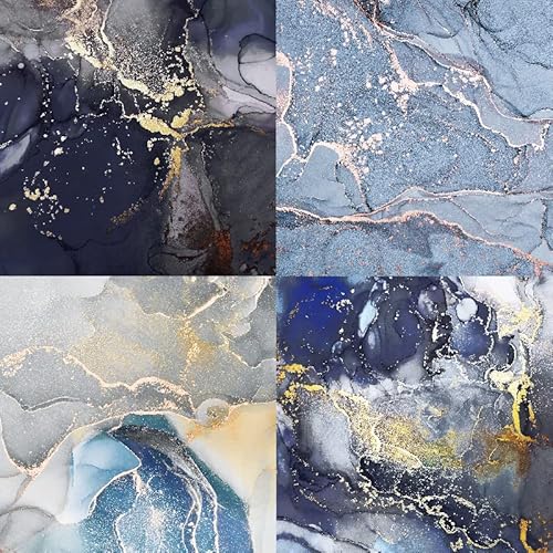 6 Inch Marble Decopodge Paper Color Patterned Paper Pad - 24 Sheets Single-Sided Scrapbook Paper Craft Paper Pad Cardstock Paper For Diy Origami Decorative Craft Paper(Black Mirror) #TOP3