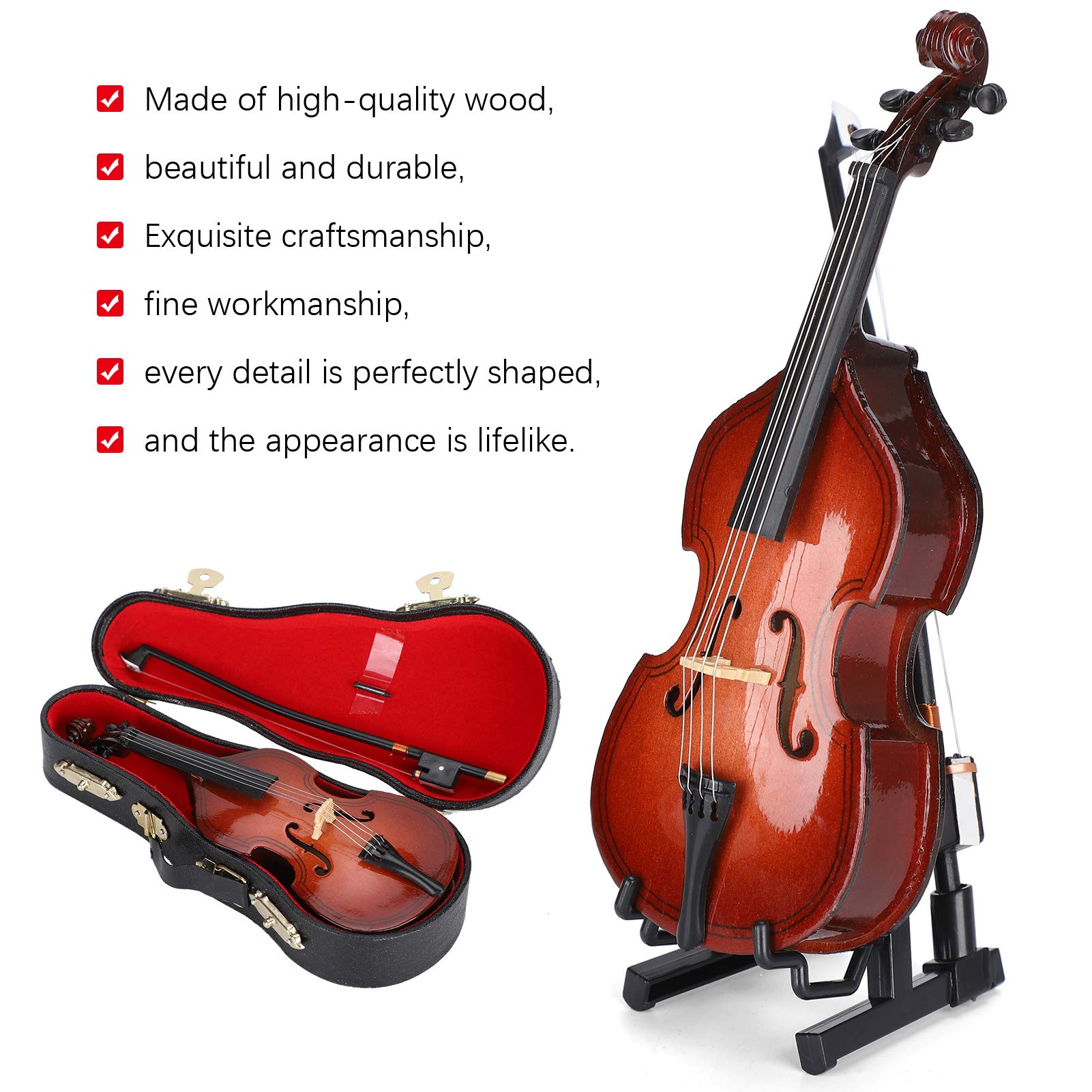 Mini Ornamento per Contrabbasso da 14,5 Cm, Decorativo per Modello di Strumento Musicale