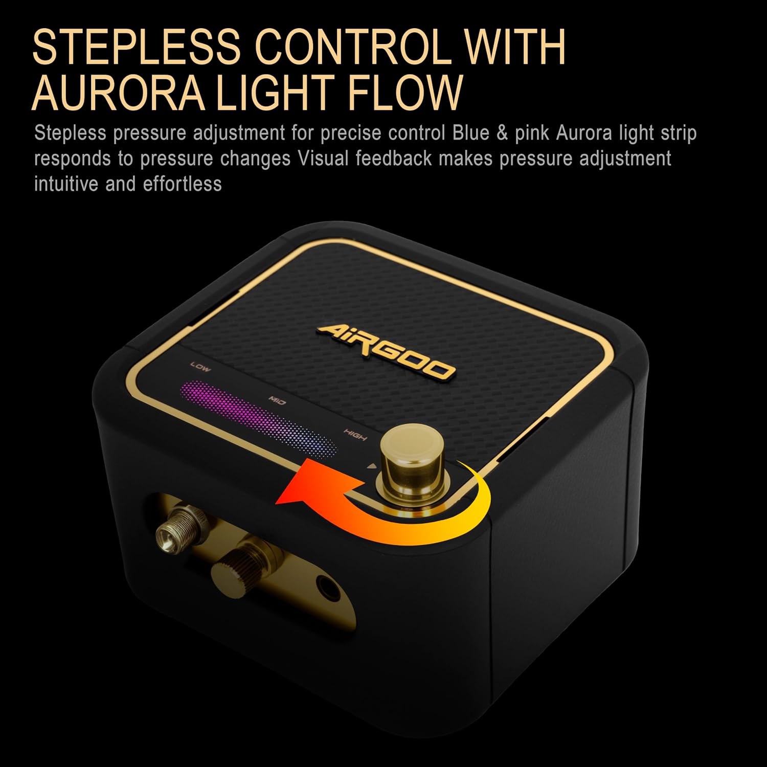 Airgoo Premium Airbrush Compressor Kit Aurora AS-302, Portable Mini Compressor, Ultra Quiet, Precision Pressure Control for Modeling, Painting, Hobby Tattoo, Nail Art, Cake Decor, Makeup
