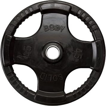 Body-Solid Rubber Coated Olympic Weight Plate 1, with Anti-Slip Grip - Perfect for Strength Training, Home Gym, and Barbell Workouts