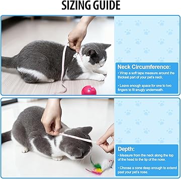 Depets Adjustable Recovery Pet Cone E-Collar for Cats Kittens Rabbits, Plastic Elizabeth Protective Collar Wound Healing Practical Neck Cover, Neck Girth 6.1 in