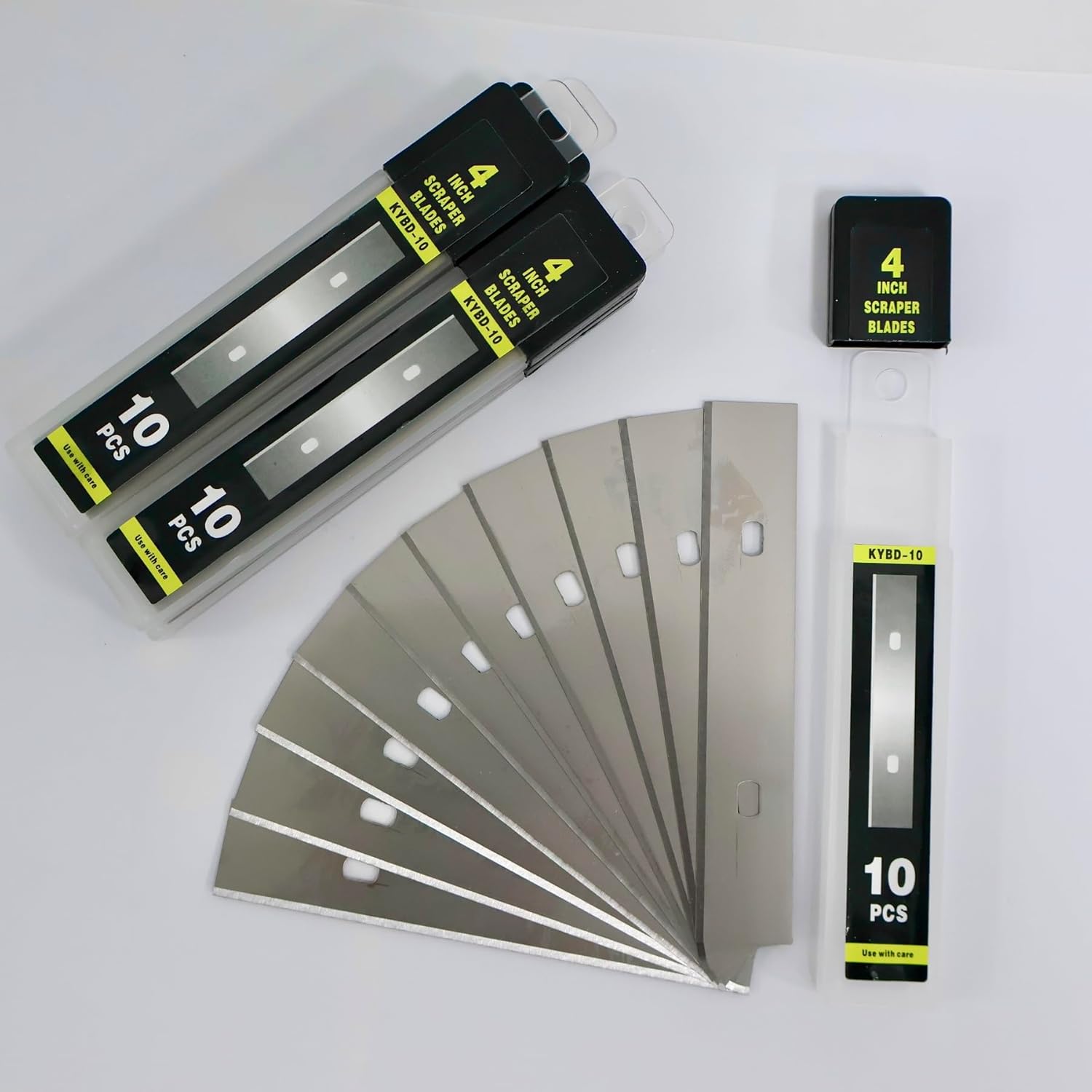 4" Scraper Razor Blades, 4 inch Scraper Blades Refills, 50 PCS(5 Box) Replacement Stainless Steel Blades to Remove Labels, Decals, Stickers, Wallpaper Adhesive Vinyls, etc.