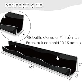 YMVV 15 Nail Polish Rack Wall Mounted Shelf,6 Pack Black Acrylic Organizer Supplies for Nail Techs,Great Display for Salons Retailers