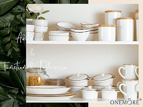 Miniatura 7 de ONEMORE Juego de tazas de café, tazas de cerámica de 12 onzas, juego de 6 tazas de café de cerámica, tazas de porcelana moteadas con asa para café,