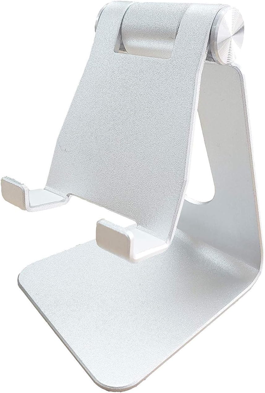 Phone Stand for Desk, Oternal Adjustable Phone Tablet Stand Holder Dock, Compatible with All Smart Phones and Tablet Display, iPhone X XS Max XR 8 7 6 6s Plus 5 iPad 2 3 4 Mini Samsung Huawei (Silver)