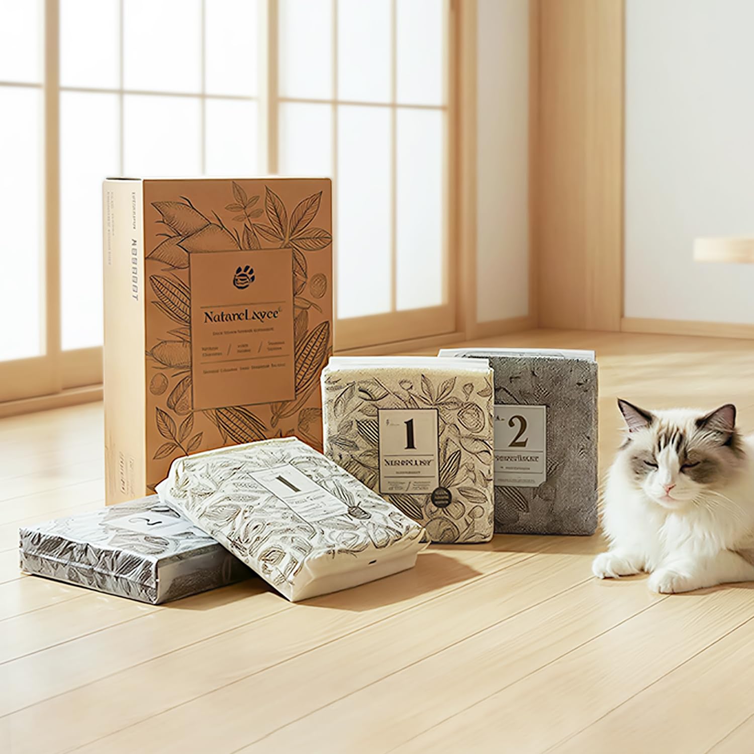 PAWZ Road Żwirek dla kota 8 kg, 2 × maniok + 2 x węgiel bentonitowy, 4 woreczki | Naukowa metoda 2-warstwowa, maksymalna kontrola zapachu i tworzenie grudek, 99,9% bezpyłowa