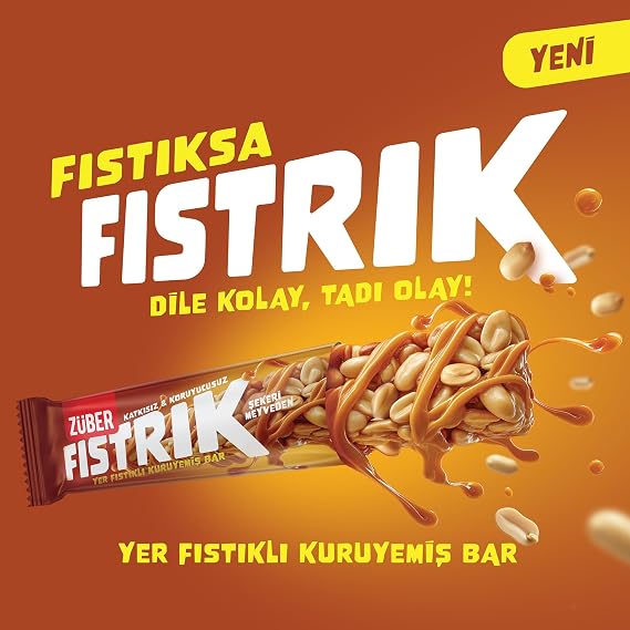 Züber Fıstrık Yer Fıstıklı Kuruyemiş Bar 30g x 15 Adet
