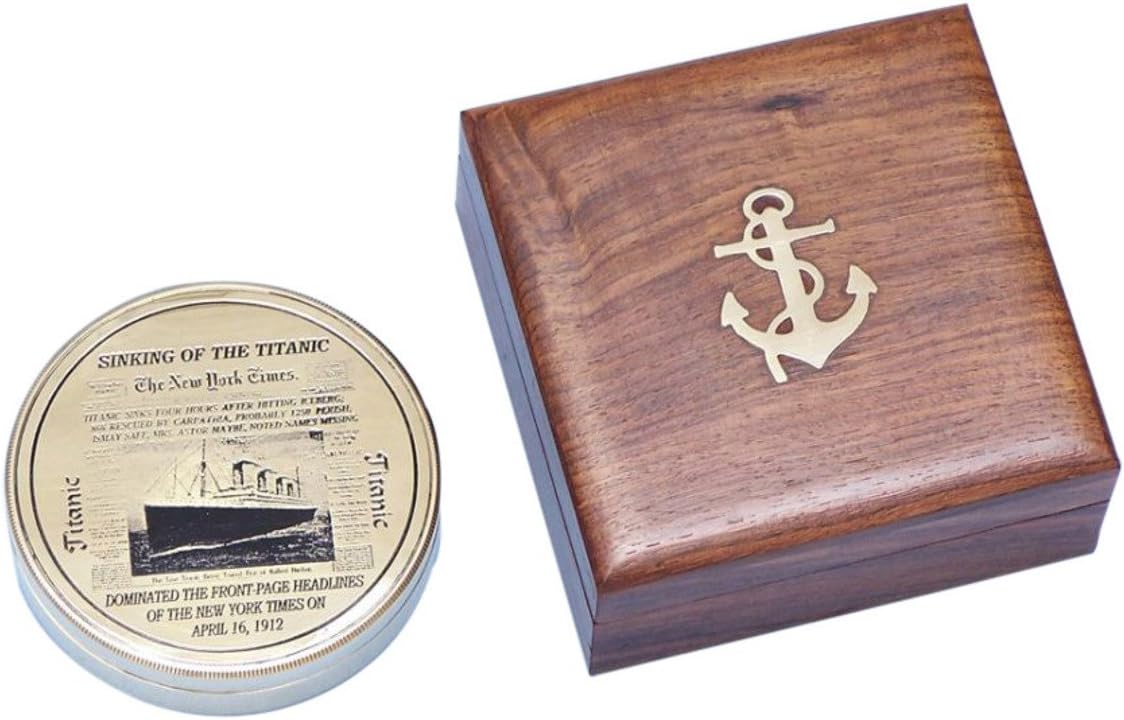 Hampton Nautical CO-0653 - TIT Solid Brass Rms Titanic Compass 4 Inch with Rosewood Box - Nautical Decor - Nautical Home Decoration