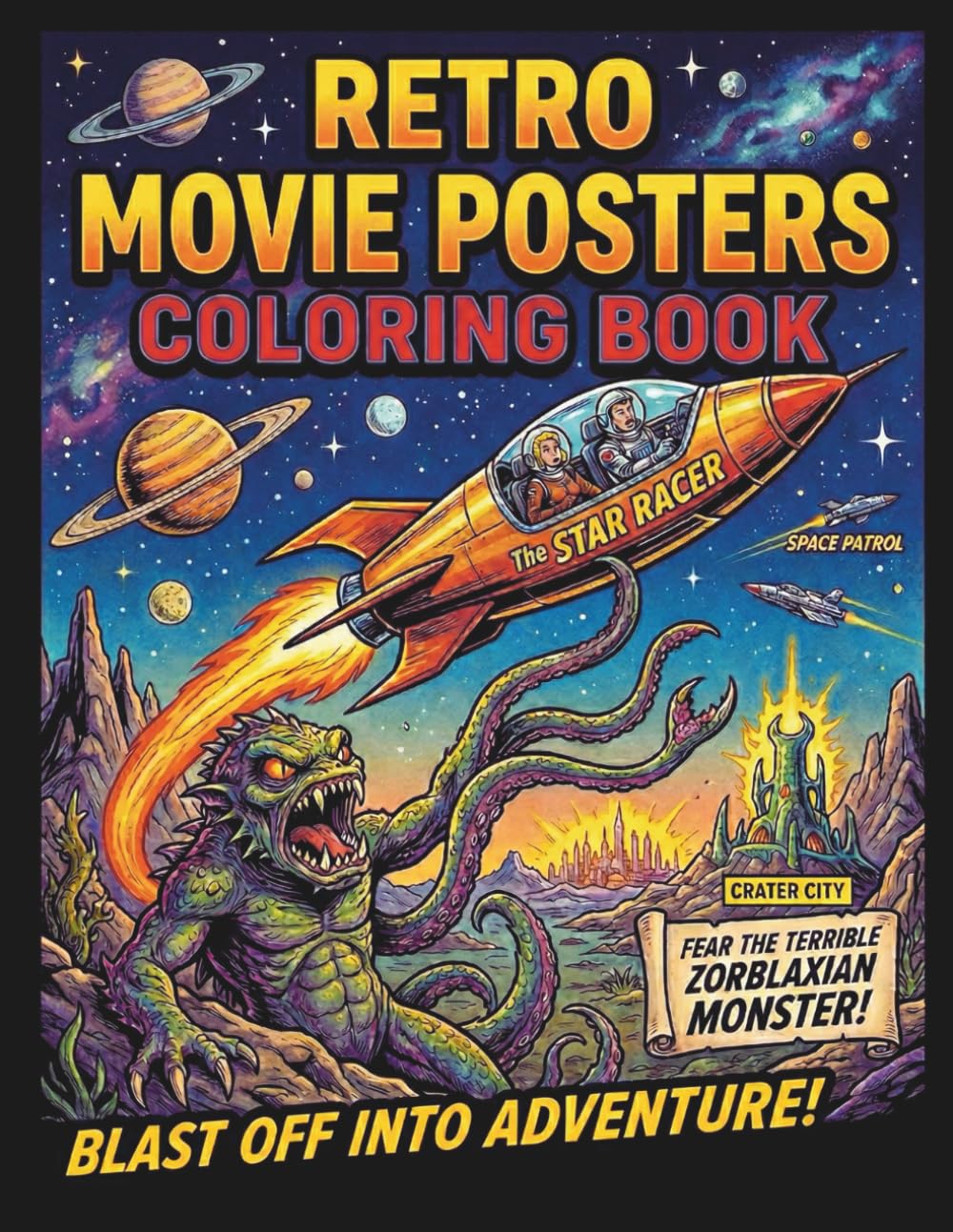 Retro Movie Posters Coloring Book: Vintage Cinema Artwork Featuring Classic Noir, Sci-Fi Thrillers, and Horror (Vintage Pop Culture Coloring Books)
