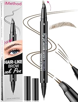iMethod Curved Eyebrow Pen - Eyebrow Pencil, Brow Pencil 2-in-1 Dual-Ended Microblading Eyebrow Pen with Micro-Fork-Tip and Precise Brush-Tip Create Natural Hair-Like Brows, Last All-Day, Blonde