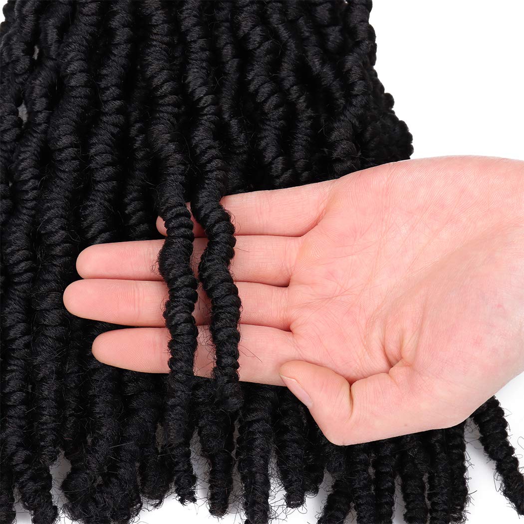 6 Pack Pre-twisted Spring Twist Crochet Braids 8 Inch Pre-looped Passion Twist Hair For Bob Spring Twists Short Curly Fluffy Twist Braiding Hair Extensions (15strands/pack, 1B#)