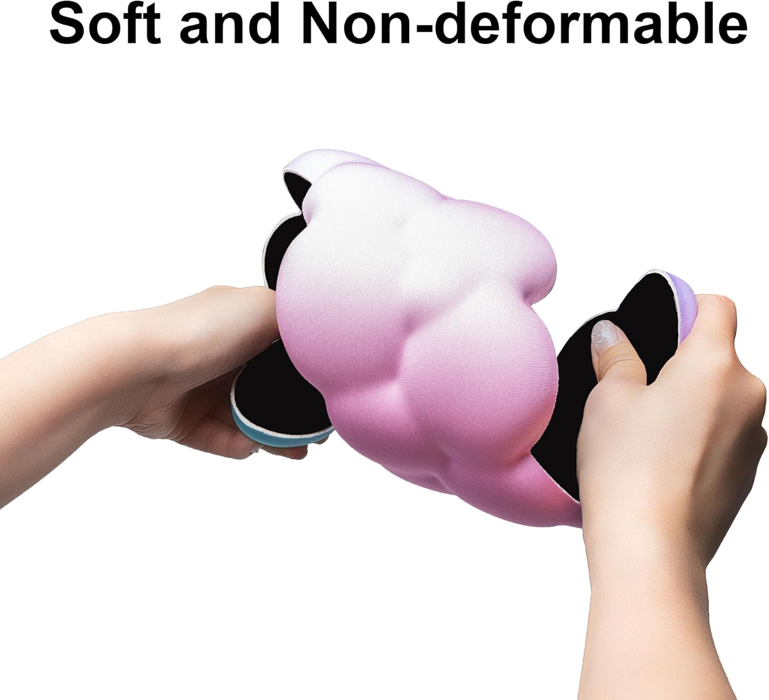 OUEST Cloud Wrist Rest Keyboard and Mouse Pad with Cute Ergonomic Memory Foam Non-Slip PU Base for Computer Mac Laptop Office Gaming-Cyan/Purple/Pink
