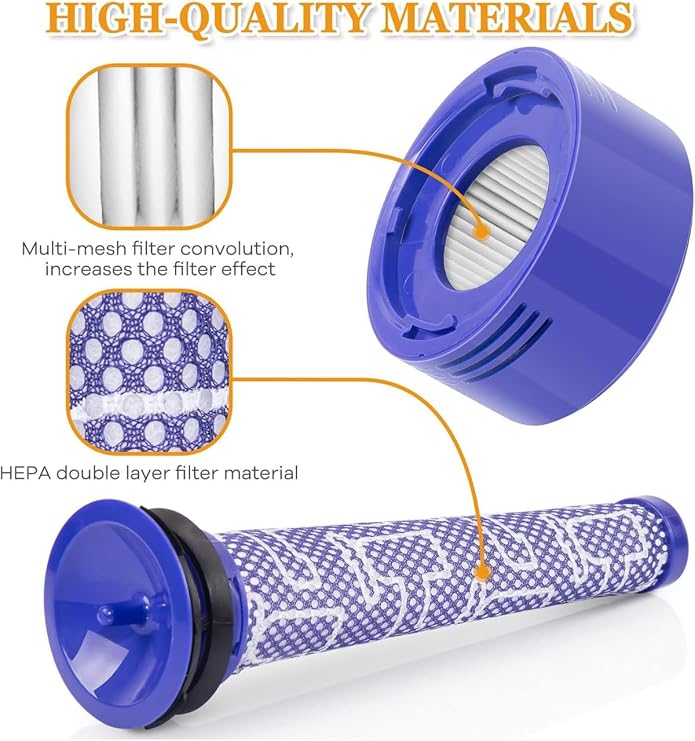 V7-V8 Dyson ile Uyumlu Hepa Filtre,V7-V8 Absolute Exclusive,Animal Dik Süpürge Hepa Filtre-2 Parça
