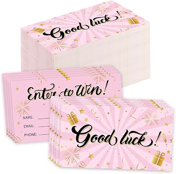 300 Pcs Pink Enter to Win Raffle Tickets Cards 3.5 x 2 Inch Entry Form Ticket Cards for Contest, Auction, Raffles, Ballot Box with Space for Name, Email Address Phone Number Fields 300