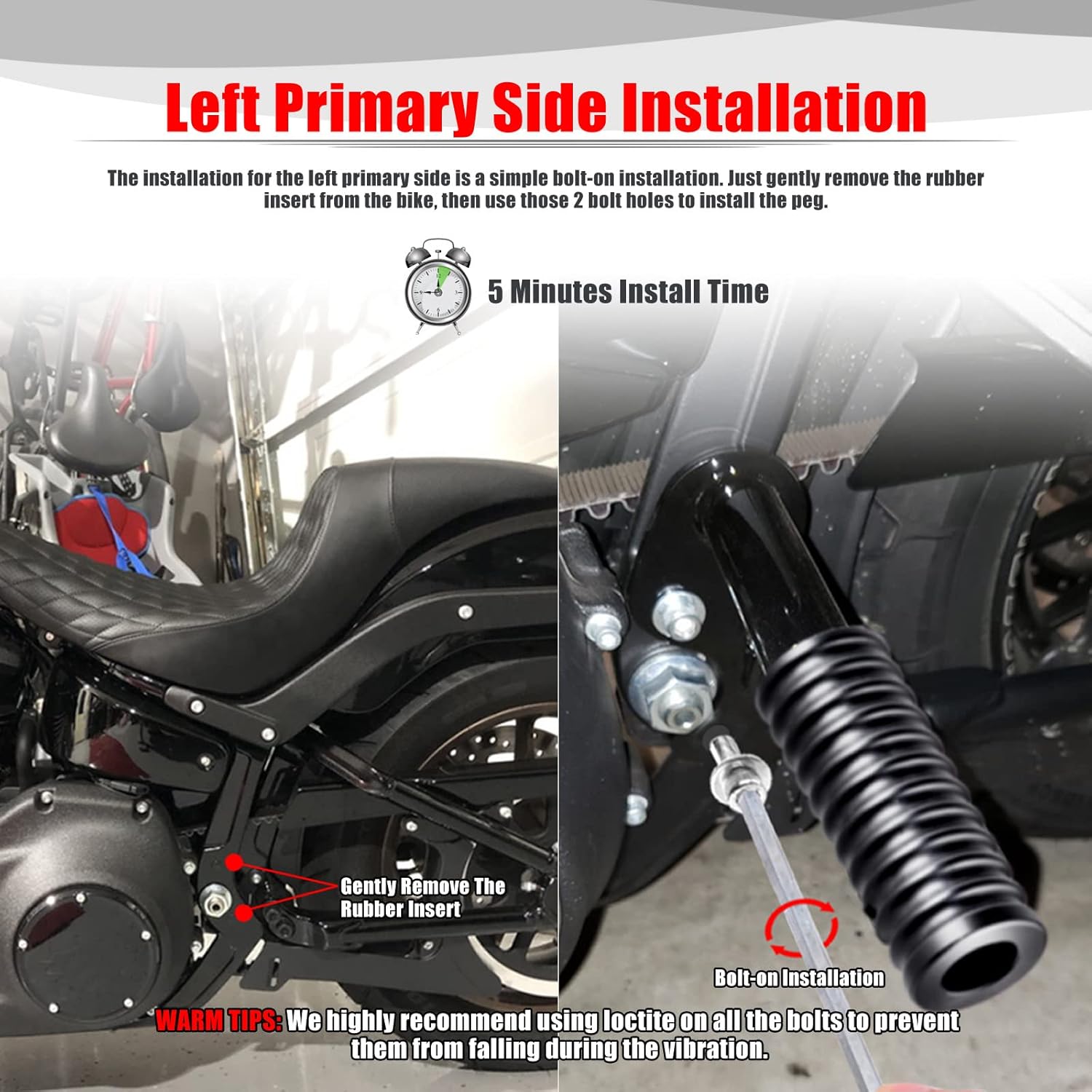 Goldfire Rear Passenger Foot Pegs Crash Bar Frame Slider Motorcycle Highway Pegs Bumper Protector Engine Guard Fits For Harley Softail Street Bob Low Rider Heritage Classic 2018-2023