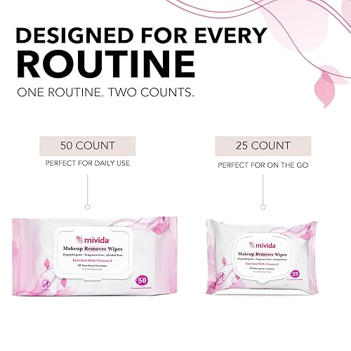 Miniatura 8 de mivida Toallitas desmaquillantes hipoalergénicas a granel con vitamina E, paquete de 200 unidades (4 × 50) paquete de valor, toallitas de maquillaje