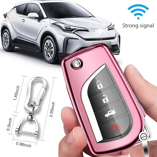 Miniatura 5 de QBUC Funda para llavero Toyota con llavero, funda de TPU suave para llavero de protección completa, compatible con Toyota Fortuner tundra Camry RAV4
