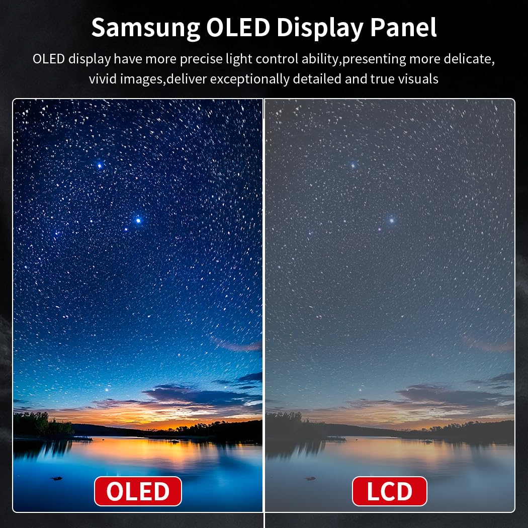 Przenośny wyświetlacz OLED, przenośny monitor 14" 2K| 2560 x 1440 | 100% DCI - P3, 10 bitów, uchwyt pióra AES | VESA|stojak | Wyświetlacz 1MS HDMI USB typu C Ekran do laptopa/PC/Mac/konsoli do