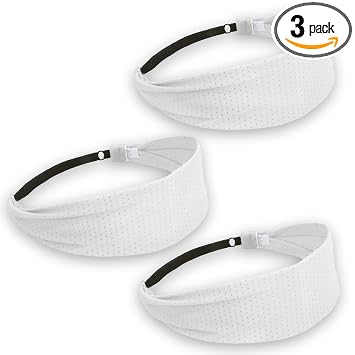 FROG SAC Sport Headbands for Girls, Adjustable No Slip Sweat Wicking Athletic Hair Bands for Women, Stretch Elastic Workout Headband with Velvet Grip for Yoga Running Exercise Gym White