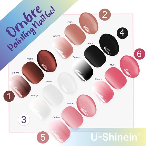 6PCS Ombre Gel Nail Polish Set,Spring Colorful Painting Nail Gel