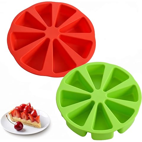 Vighoslyn 2Pcs Silicone Baking Moulds - 8 Cavities Triangle Cake Moulds Non Stick Silicone Molds Cake Mould Resistant Baking Moulds Silicone Quiche Mould for Brownies, Muffins, Cornbread, Pizza