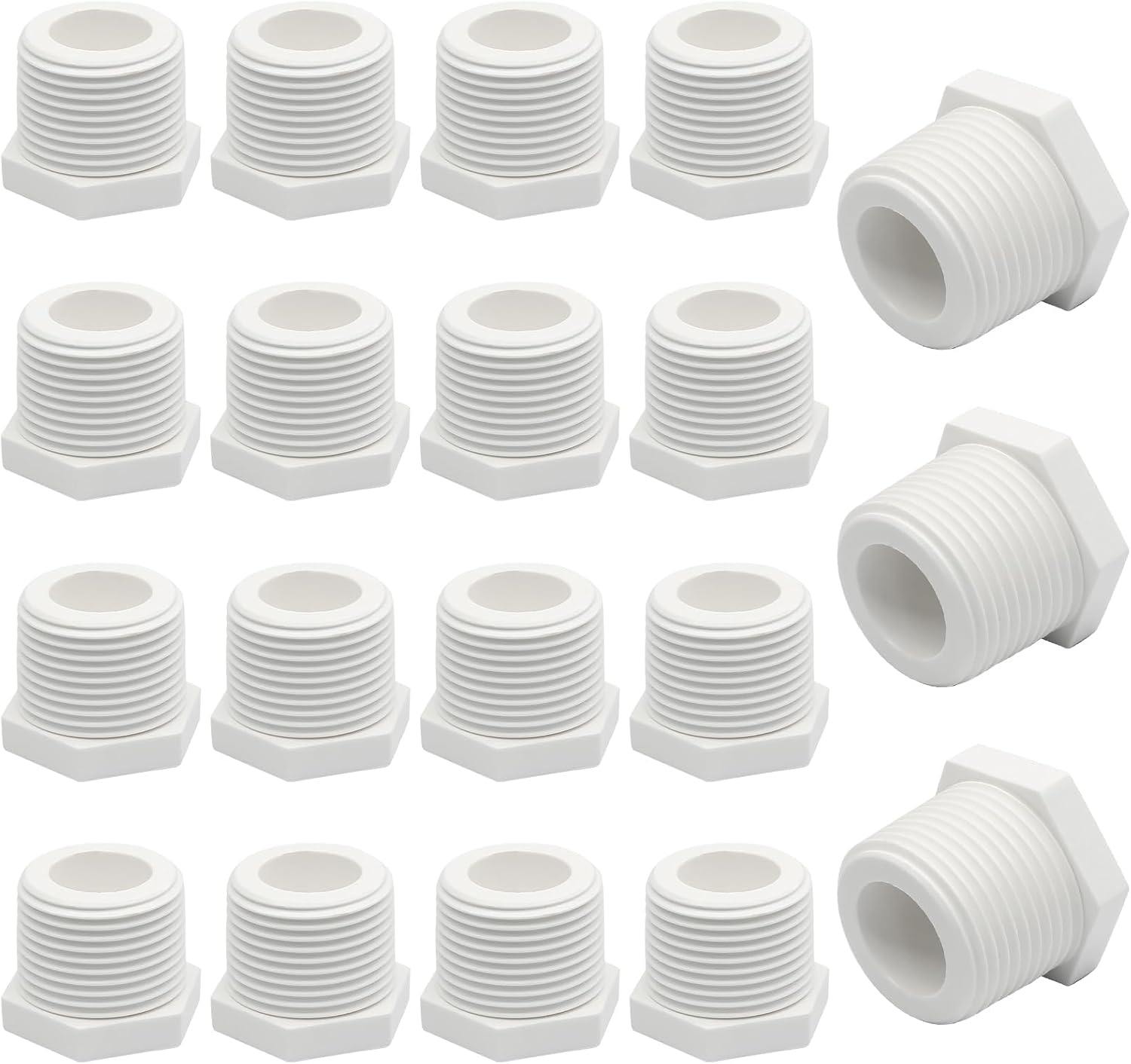 3/4 Inch Npt Pvc Hot Water Heater Drain Plug,20 Pieces Plastic PVC Pipe Fittings End Caps, Hot Tub Drain Plug Fittings End Caps Coupling Adapter (White)