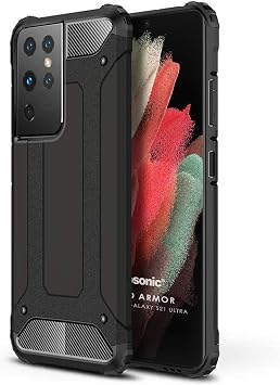 Microsonic Samsung Galaxy S21 Ultra Case Rugged Armor Black