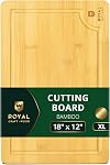 Grand Wood Ensemble de planches à découper pour cuisine - Conseils de coupe de bambou de luxe pour le pain, le fromage, les fruits, les légumes - Panneaux de découpe robustes & Bloc boucher - Conseils de service parfaits pour le service et la charcuterie