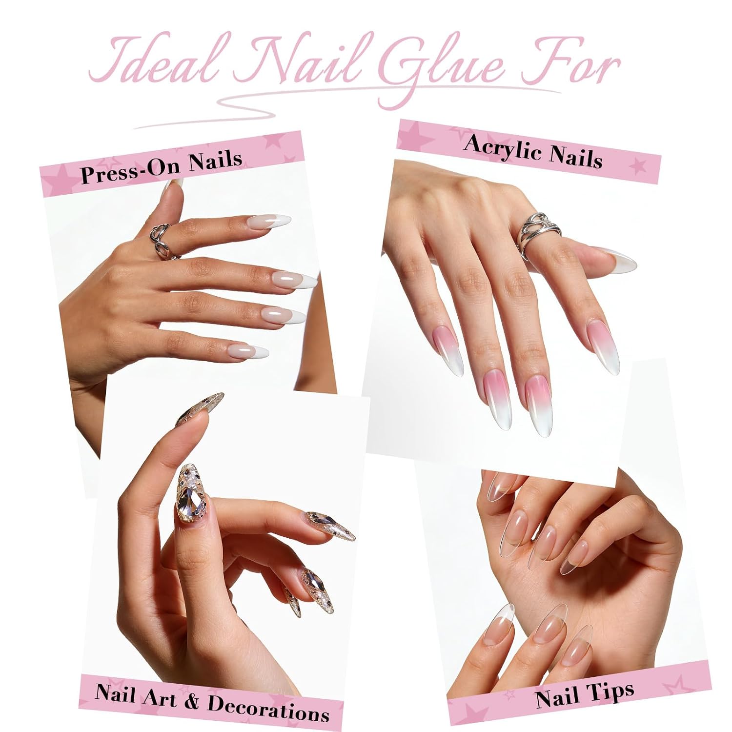GLAMERMAID Nail Glue for Press Ons Nails 15ml, 28 Days Long-Lasting Fast Drying Brush On Super Strong Glue for Nail Tips & Fake Nails