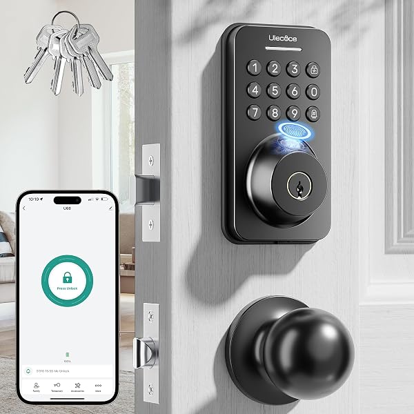 Fingerprint Keypad Deadbolt with Handle Set