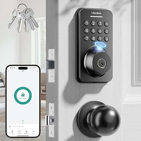 Amazon.com: Smart Door Lock with Handle 6-in-1 Keyless Entry