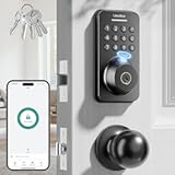Fingerprint Keypad Deadbolt with Handle Set&comma; Keyless Entry Door Lock&comma; Door Locks for Front Door Lock Set&comma; App Control&comma; Auto Locking&comma; Easy to Install&comma; Matte Black